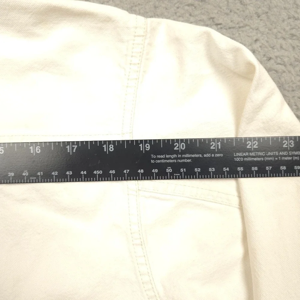 Vintage 1997 Levi's Red Tab White Denim Work Shirt Long Sleeve Metal Buttons